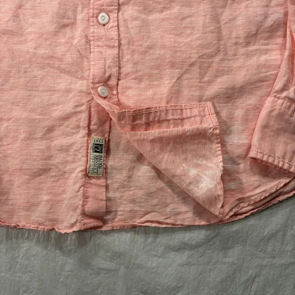 J.Crew Baird McNutt Irish Linen Shirt Mens Med Slim Salmon Pink Button Down